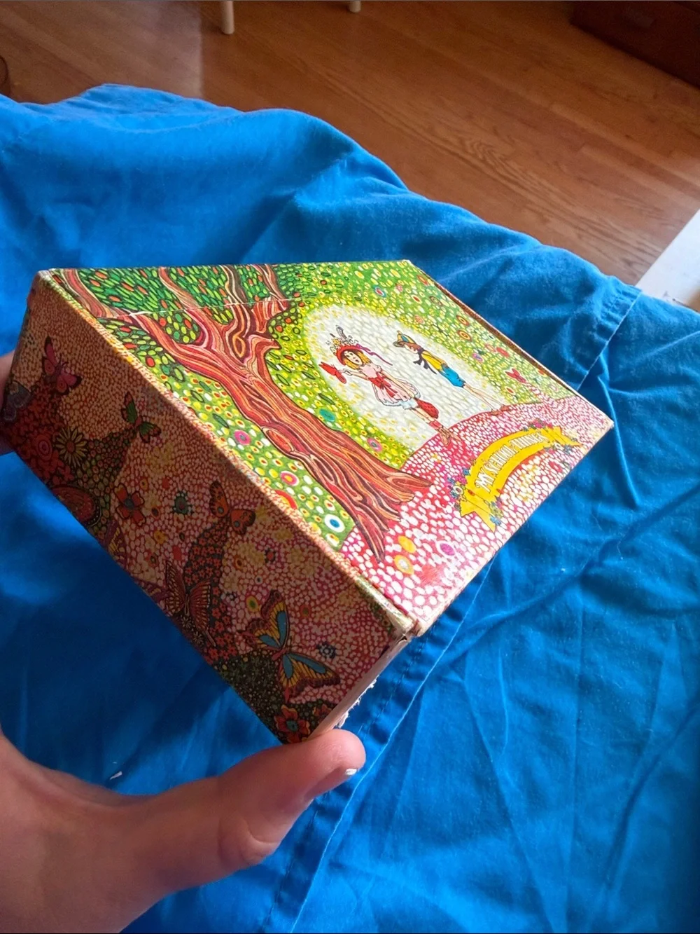 Vintage 'My School Things' Decorative Trinket Box - Colorful Floral Illustration